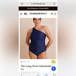 NWT Summersalt Sidestroke Navy Indigo Deep Sea swimsuit 18LT long torso